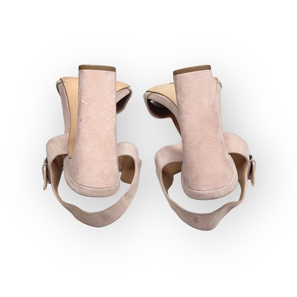 Halston Heritage ⌘ T Strap Ankle Strap Heeled Open Toe Sandals ⌘ Pink Suede ⌘ 9M - Picture 12 of 16